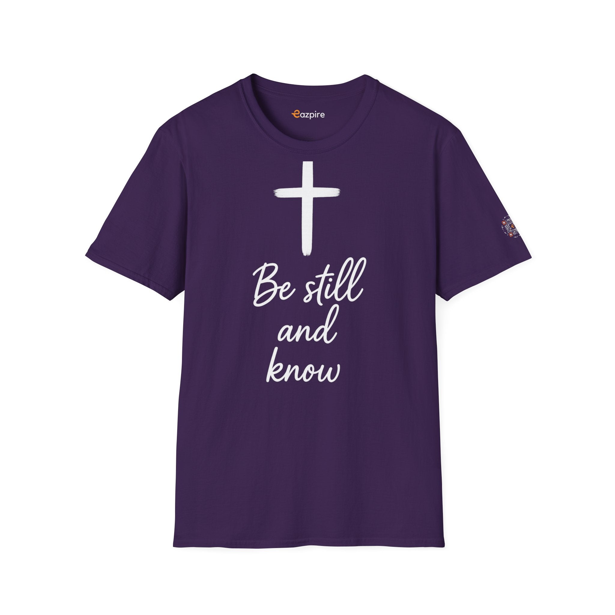 Be Still And Know with Radiant Cross for Calm Courage and Quiet Strength - Unisex Softstyle Cotton Tee