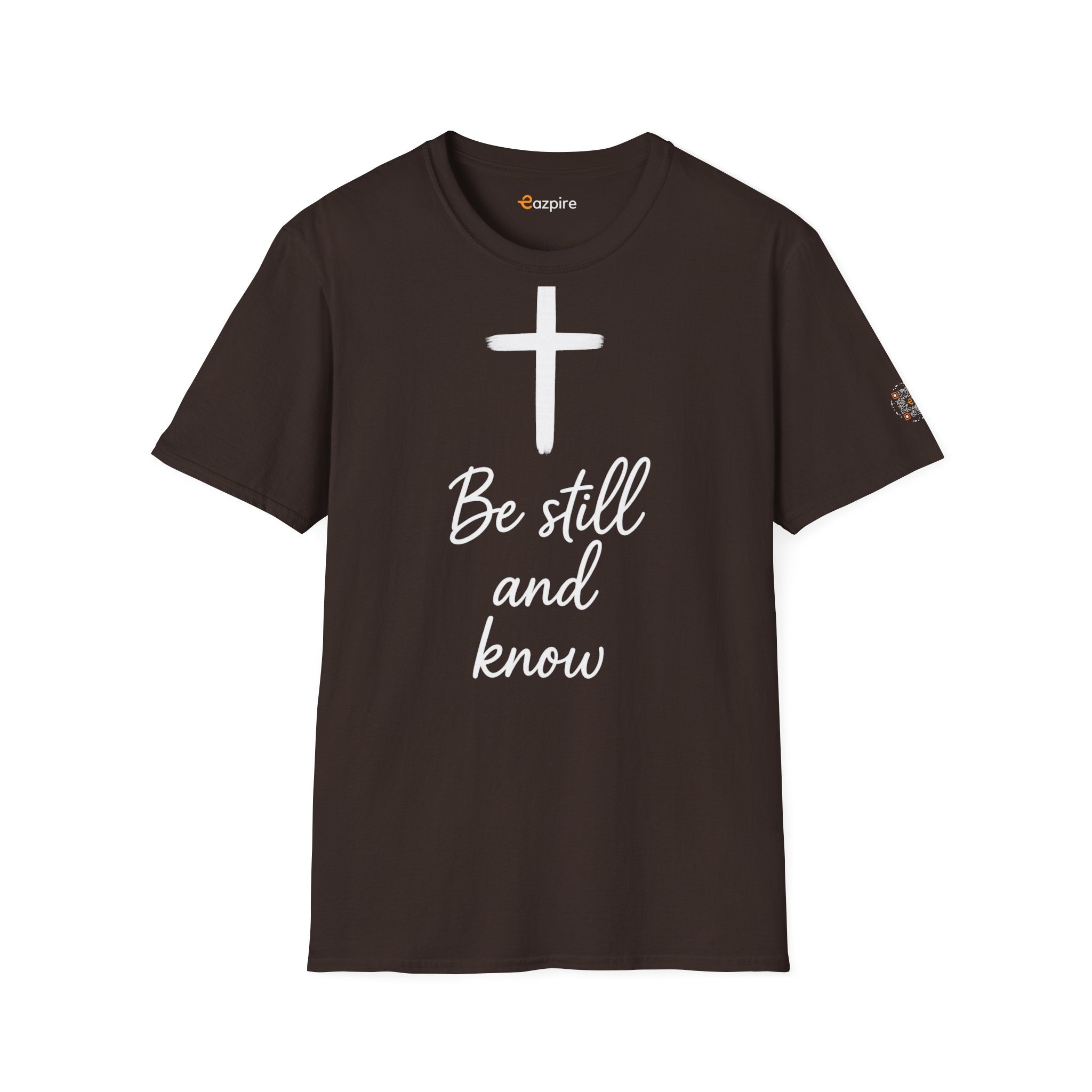 Be Still And Know with Radiant Cross for Calm Courage and Quiet Strength - Unisex Softstyle Cotton Tee