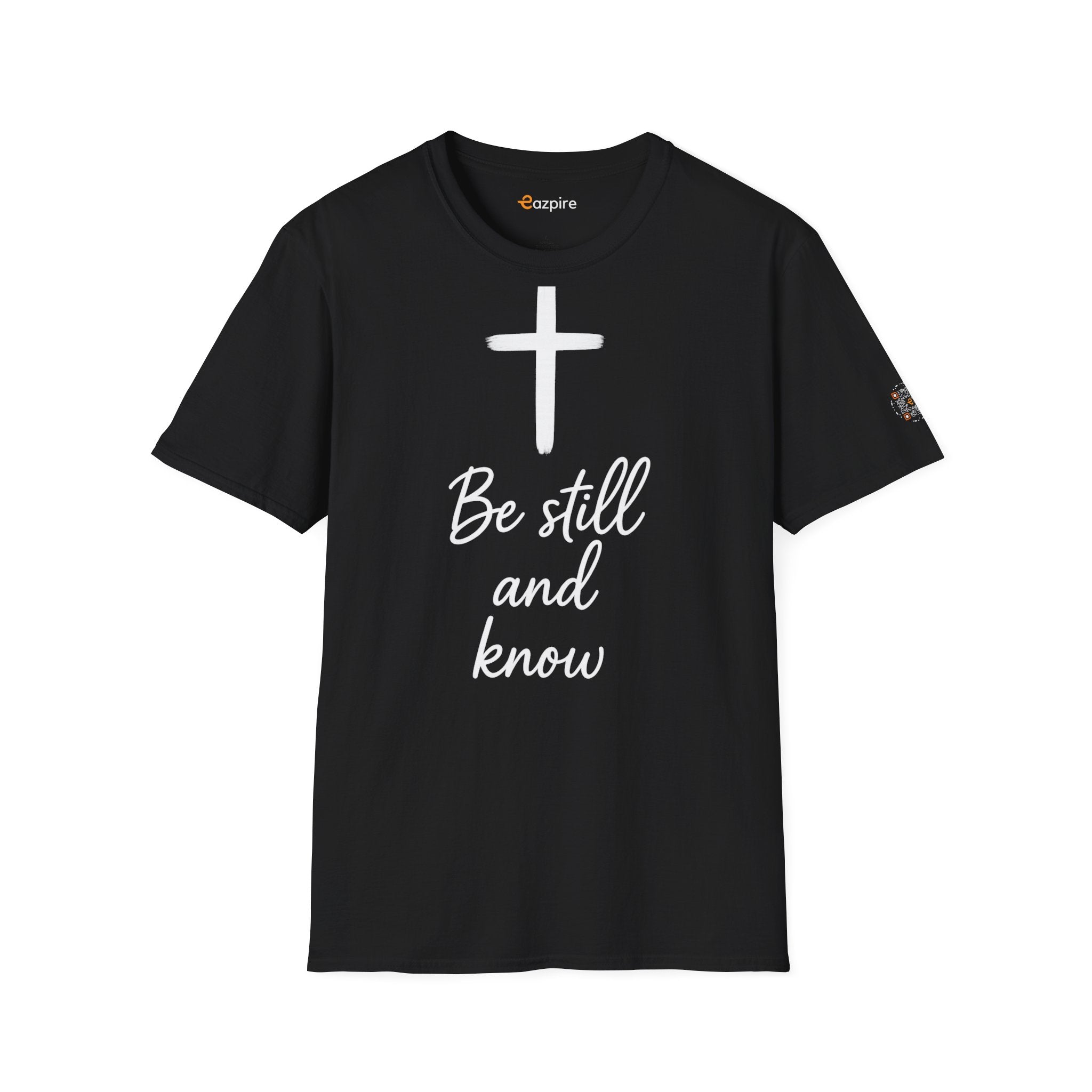 Be Still And Know with Radiant Cross for Calm Courage and Quiet Strength - Unisex Softstyle Cotton Tee